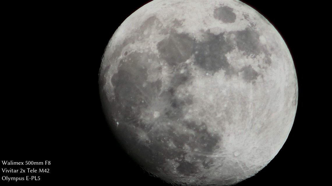 Moon video with Walimex F8 500mm and tele-converter
